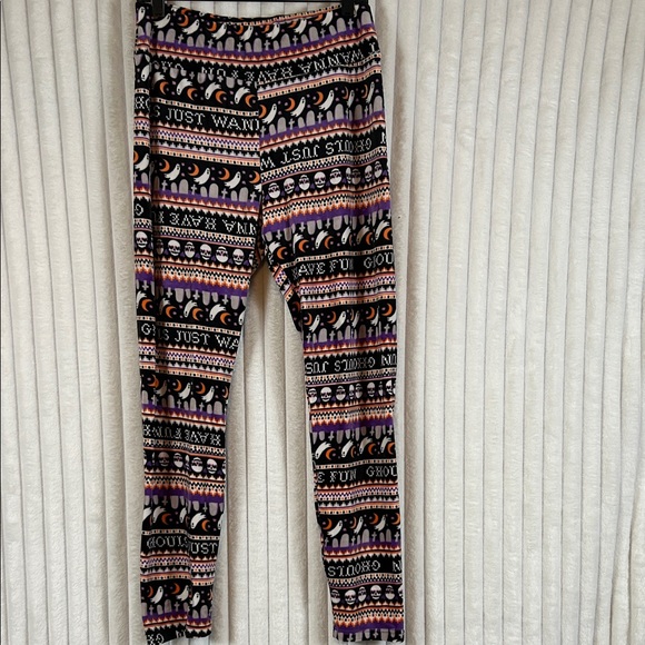 Halloween ghost ghouls just wanna have fun velvet velour leggings XL - Picture 1 of 9